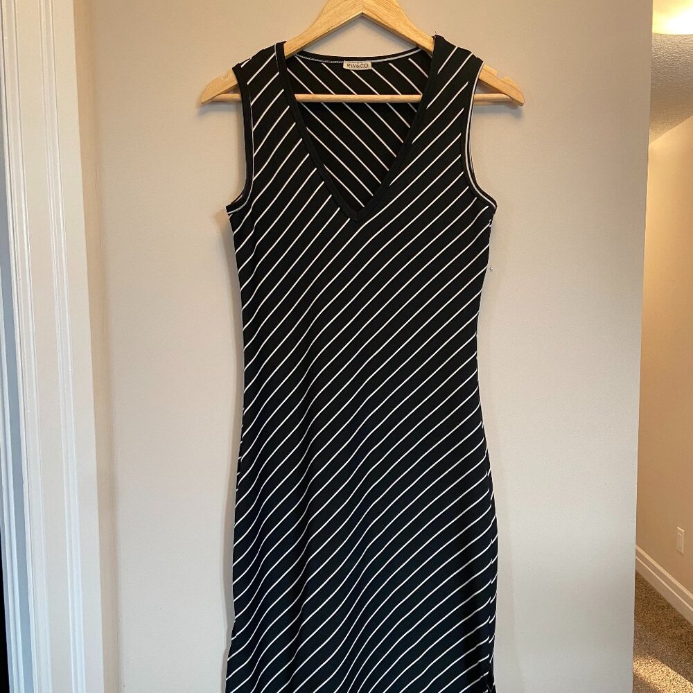 RW&Co. Midi Dress w/ Asymmetrical Stripes